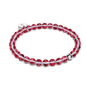 Jewel Tones: Blood Moon | Silver | Galaxy Glass Bead Bracelet