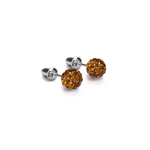 Jewel Tones: Amber Crystal | .925 Sterling Silver | Mini Kikiballa Earrings
