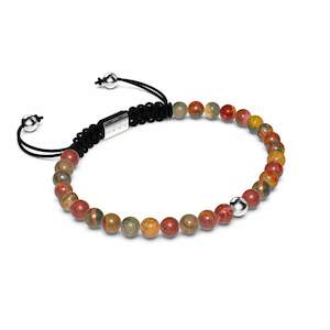 Down To Earth: Red Picasso Jasper | .925 Sterling Silver | Focus Gemstone Macrame Bracelet
