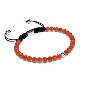 Coral | .925 Sterling Silver | Focus Gemstone Macrame Bracelet