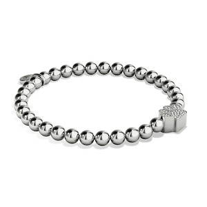 Sterling Silver Charm Bracelets: Paw | .925 Sterling Silver | CZ Diamond Pup Print Bracelet