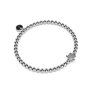Sterling Silver Charm Bracelets: Tortuga | .925 Sterling Silver | CZ Diamond Sea Turtle Bracelet