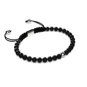 Onyx | .925 Sterling Silver | Focus Gemstone Macrame Bracelet