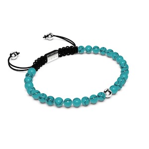 Focus Stone: Turquoise | .925 Sterling Silver | Focus Gemstone Macrame Bracelet