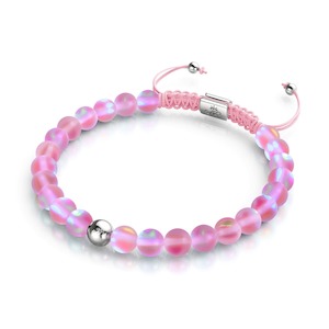 Hope Collection: Pink | Silver | Mermaid Glass Macrame Bead Bracelet