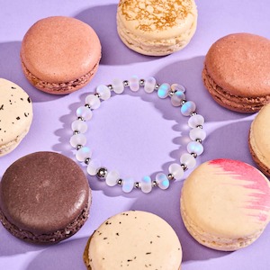 Authentic Mermaid Glass: Rainbow White | Silver | Mermaid Glass Macaron Bracelet