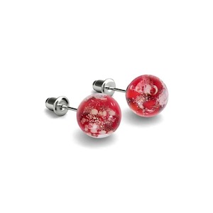 Studs: Crimson | .925 Sterling Silver | Firefly Glass Stud Earrings