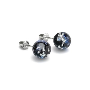Studs: Pitch Black | .925 Sterling Silver | Firefly Glass Stud Earrings