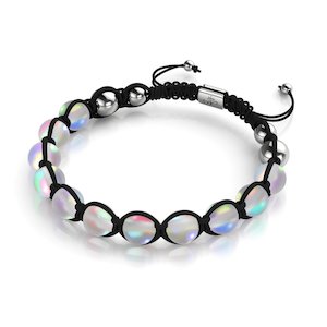 Gifts For Him: Black | Rainbow White | Silver | Mermaid Glass Charmballa Bracelet