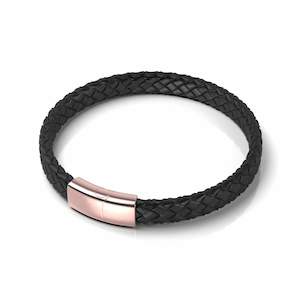 Gifts For Him: 18k Rose Gold | Infinity Braid | Mini Leather Bracelet