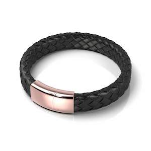 Gifts For Him: 18k Rose Gold | Infinity Braid | Leather Bracelet