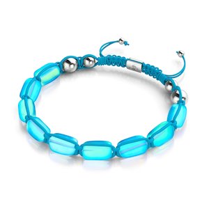 Pre Holiday Sale: Aquamarine | Silver | Mermaid Glass Pebble Macrame Bracelet
