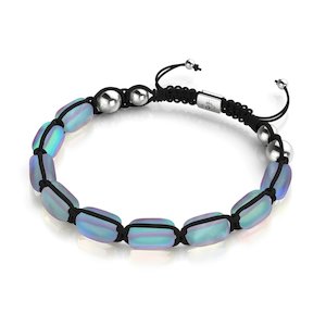 Pre Holiday Sale: Grey | Silver | Mermaid Glass Pebble Macrame Bracelet