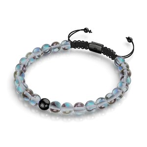 Milky Way | Gunmetal | Galaxy Glass Macrame Bead Bracelet