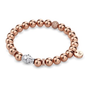 Symbolic Charms: 18k Rose Gold and Silver | Gilded Buddha Bracelet