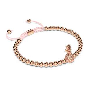 Nature Charms: Pina Colada | 18k Rose Gold | Pink | Crystal Pineapple | Macrame Charmballa Bracelet
