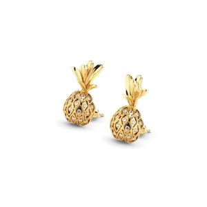 18k Gold Vermeil: Pina Colada | Gold Vermeil | CZ Diamond Pineapple Earrings