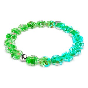 Poolside: Luminous Shamrock | Silver | Firefly Glass Clover Bracelet