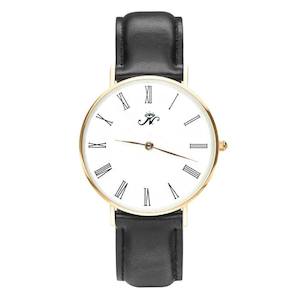 Lansdowne - Gold Timepiece with Black Leather