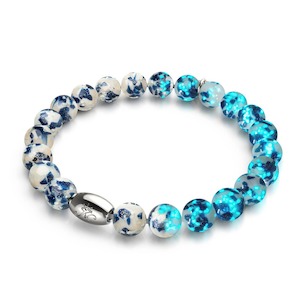 18k White Gold Vermeil: Starlit Waves | .925 Sterling Silver | Firefly Glass Bracelet