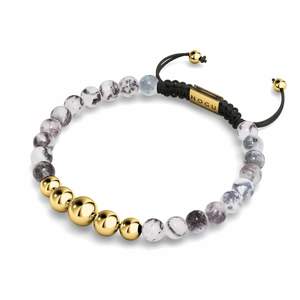 Dalmatian Jade | Gold | Balance Gemstone Macrame Bracelet