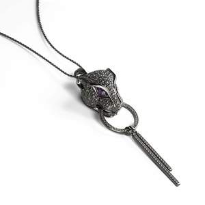 Animal Instinct: Panthera | Gunmetal | Cubic Zirconia Crystal Necklace
