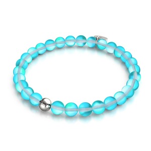 Rainforest Collection: Aquamarine | Silver | Mermaid Glass Bead Bracelet
