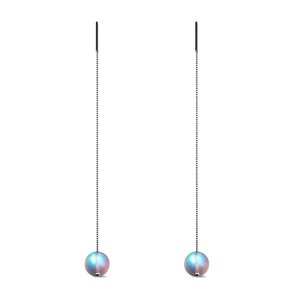 Rainbow White | .925 Sterling Silver | Mermaid Glass Chain Drop Threader Earrings