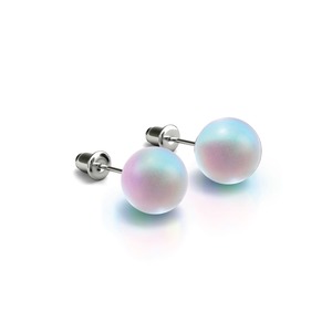 End Of Season Summer Sale: Rainbow White | .925 Sterling Silver | Mermaid Glass Stud Earrings