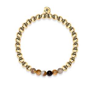 Satisfaction | 18k Gold | Grey Line Agate | Gemstone Expression Bracelet
