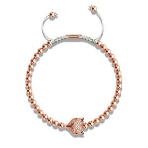 Crystal Fox | 18k Rose Gold | White | Macrame Charmballa Bracelet