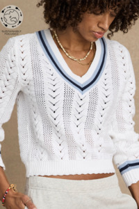 Citta Sonny V Neck Sweater - White