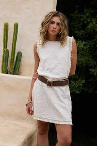 Dress: Chantilly Dress - Natural Embroidery