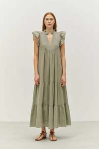 Dress: Terrific Long Dress - Khaki