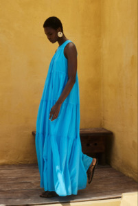 Dress: Lack Long Dress - Cyan