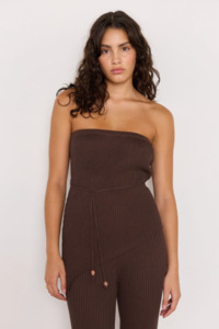 Knit: Keani Strapless Knit Top - Chocolate