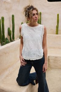 Singlets Tanks Camis: Chantilly Top - Natural Embroidery