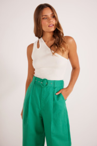 Ella One Shoulder Knit Top - White