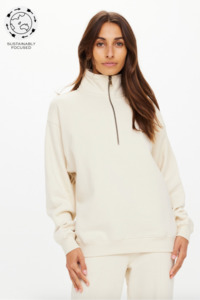 Sweatshirts And Hoodies: Hamilton Wren Half Zip Sweater - White