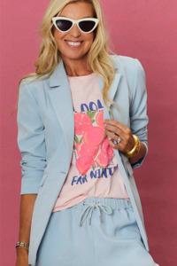 Jules Longline Blazer - Dusty Blue