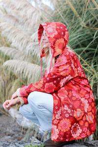 Eco Rain Jacket - Burgundy Bloom