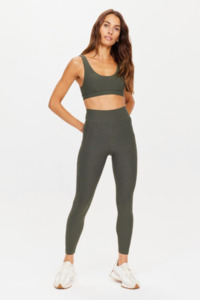 Leggings And Spin Shorts: Peached 25" Pocket Midi Pant - Khaki