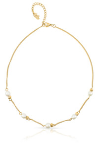 Jewellery: Off Court Pearl Necklace - Gold