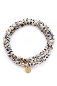 Jewellery: Amuleto Dalmation Jasper Wrap Bracelet - Small Bead, Gold-Filled
