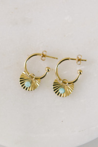 Jewellery: Moon Gazer Earrings - Gold with Green Amazonite