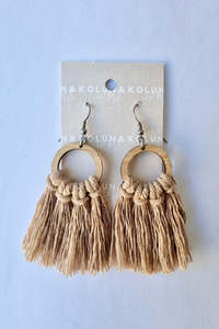 Jewellery: Circle Bamboo Earrings - Light Brown