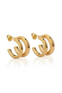 Jewellery: City Street Hoop Earrings - Gold