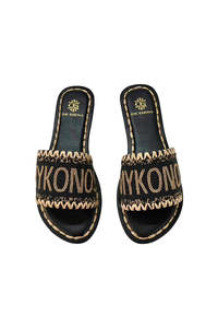 Shoes Jandals: Mykonos Beaded Dégradé Resort Slides - Black/Gold