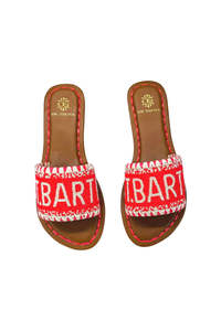 Shoes Jandals: St. Barths Beaded Dégradé Resort Slides - Red