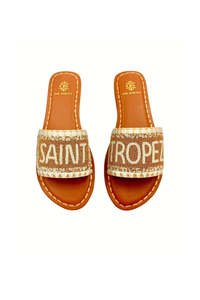 Shoes Jandals: Saint Tropez Beaded Dégradé Resort Slides - Gold/Off White